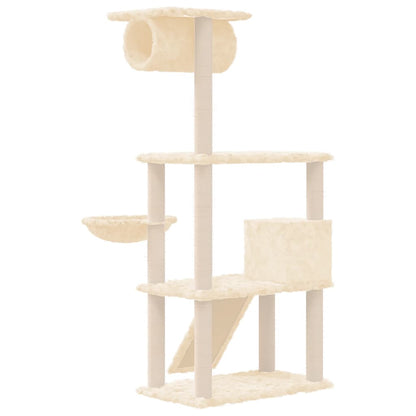 Albero per Gatti con Tiragraffi in Sisal Crema 131 cm - homemem39