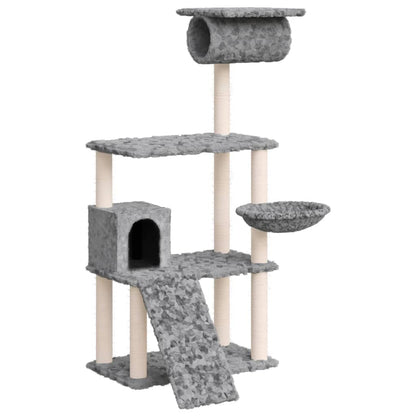 Albero per Gatti con Tiragraffi in Sisal Grigio Chiaro 131 cm - homemem39