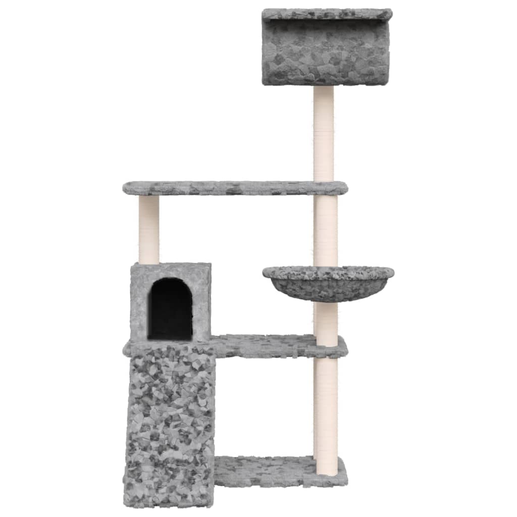 Albero per Gatti con Tiragraffi in Sisal Grigio Chiaro 131 cm - homemem39