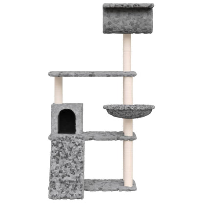 Albero per Gatti con Tiragraffi in Sisal Grigio Chiaro 131 cm - homemem39