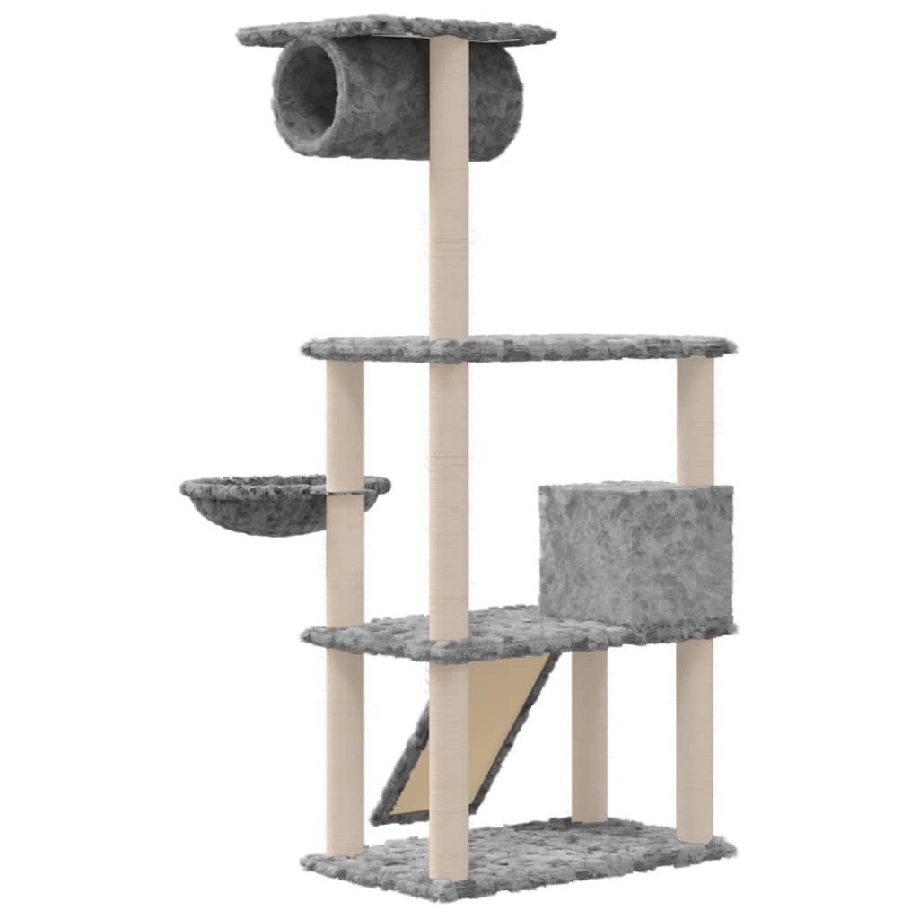 Albero per Gatti con Tiragraffi in Sisal Grigio Chiaro 131 cm - homemem39