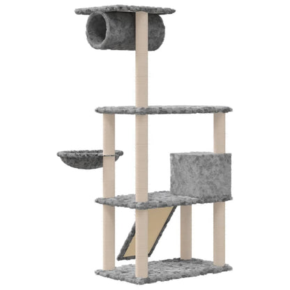 Albero per Gatti con Tiragraffi in Sisal Grigio Chiaro 131 cm - homemem39
