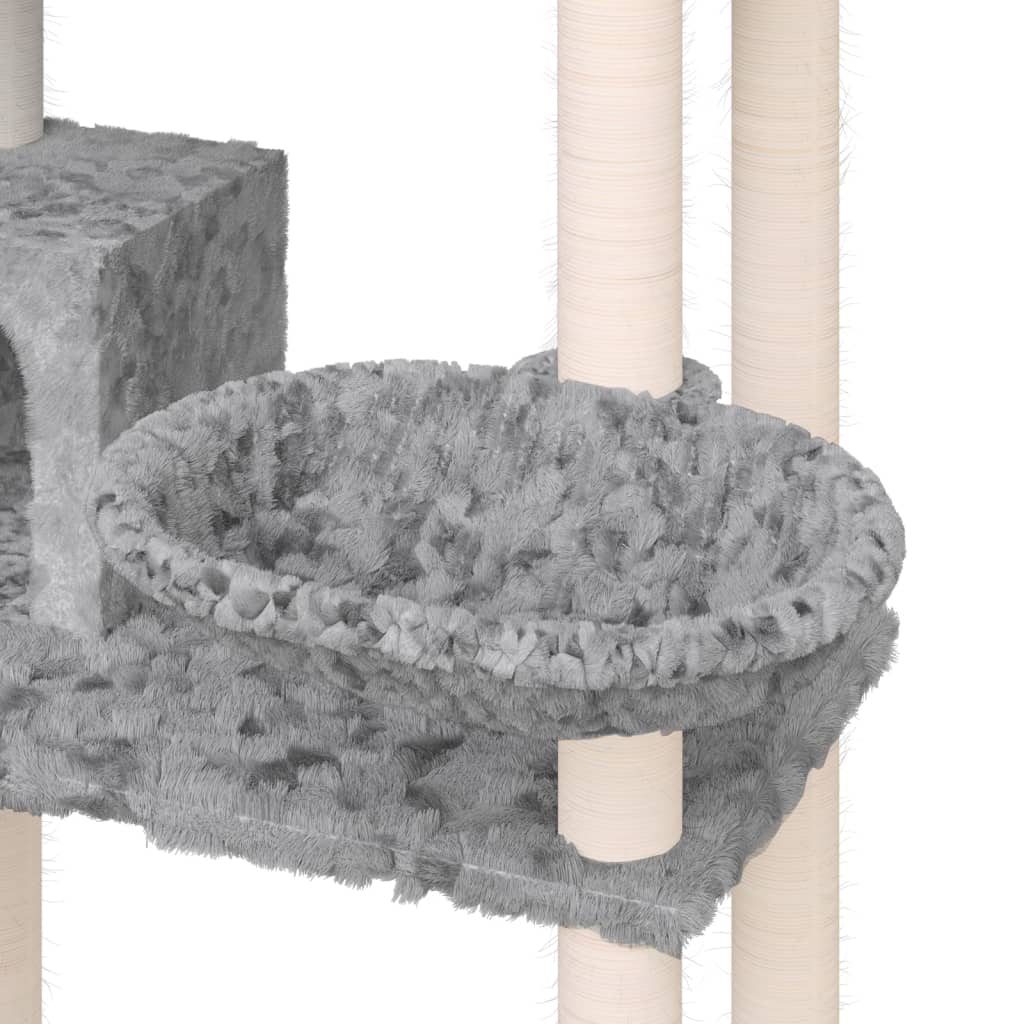 Albero per Gatti con Tiragraffi in Sisal Grigio Chiaro 131 cm - homemem39