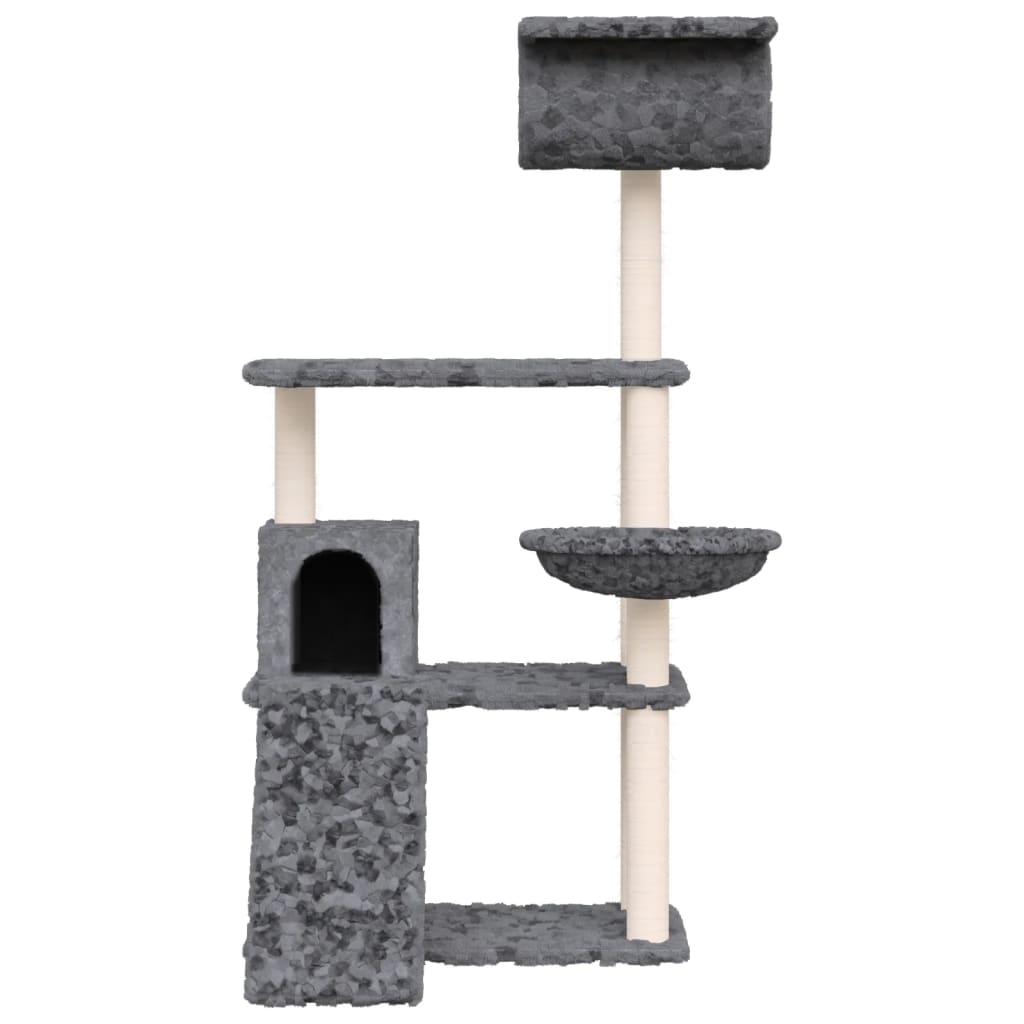 Albero per Gatti con Tiragraffi in Sisal Grigio Scuro 131 cm - homemem39