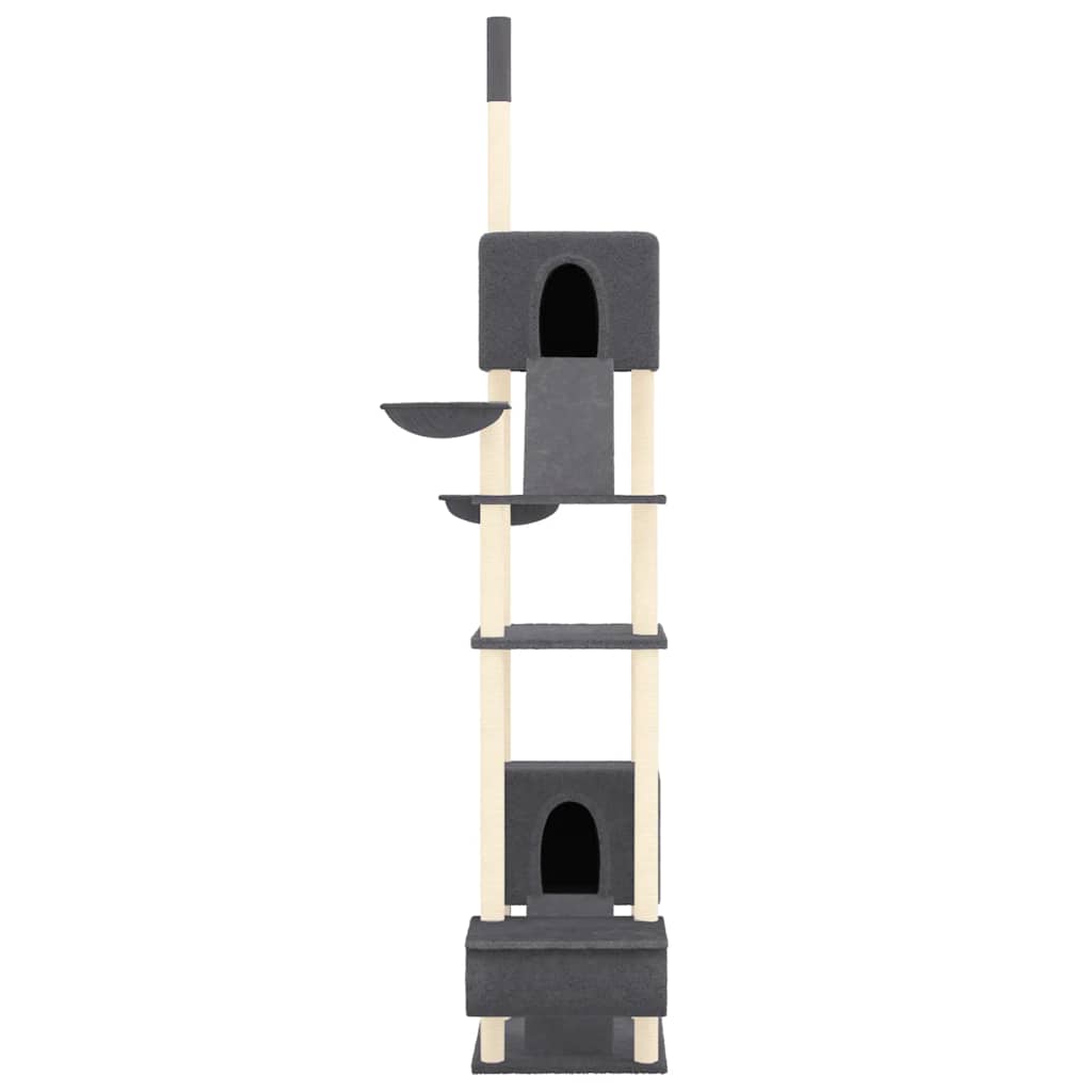 Albero per Gatti Pavimento Soffitto Grigio Scuro 277-303 cm | homemem39