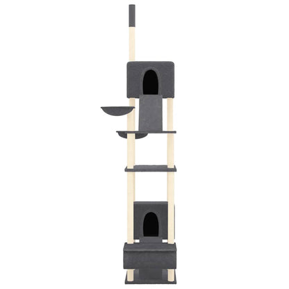 Albero per Gatti Pavimento Soffitto Grigio Scuro 277-303 cm | homemem39