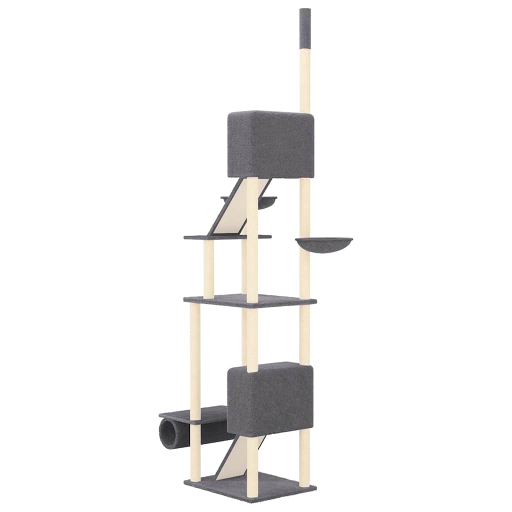 Albero per Gatti Pavimento Soffitto Grigio Scuro 277-303 cm | homemem39