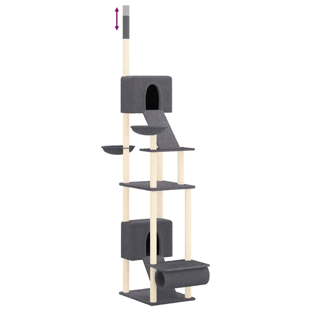 Albero per Gatti Pavimento Soffitto Grigio Scuro 277-303 cm | homemem39