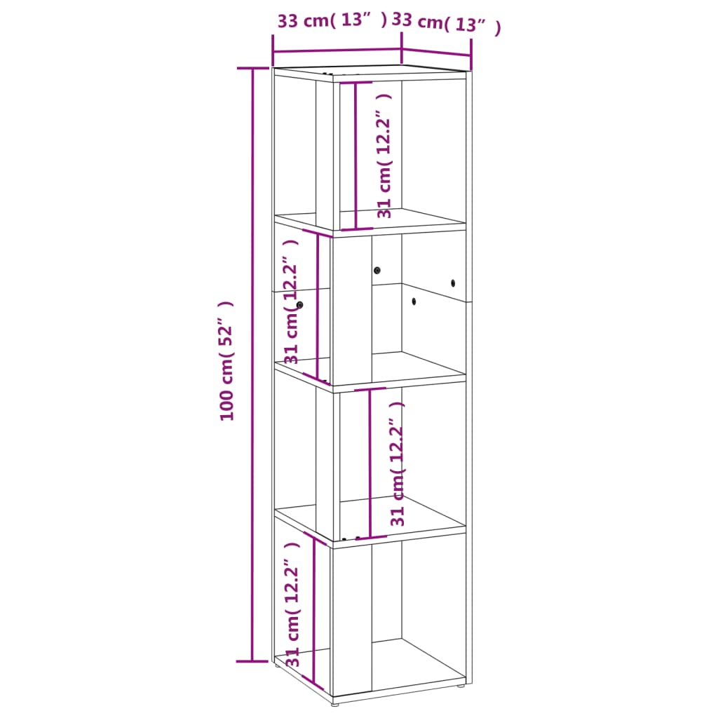 Scaffale Angolare Grigio Sonoma 33x33x132 cm Legno Multistrato