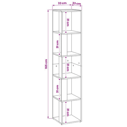 Scaffale Angolare Rovere Fumo 33x33x164,5 cm Legno Multistrato
