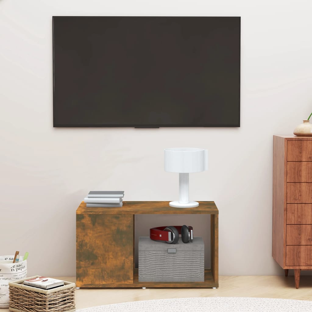 Mobile Porta TV Rovere Fumo 60x24x32 cm in Legno Multistrato | homemem39