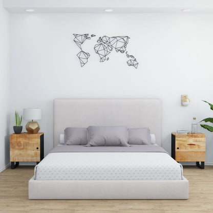 Comodini 2pz 40x33x46 cm in Legno Massello di Mango - homemem39