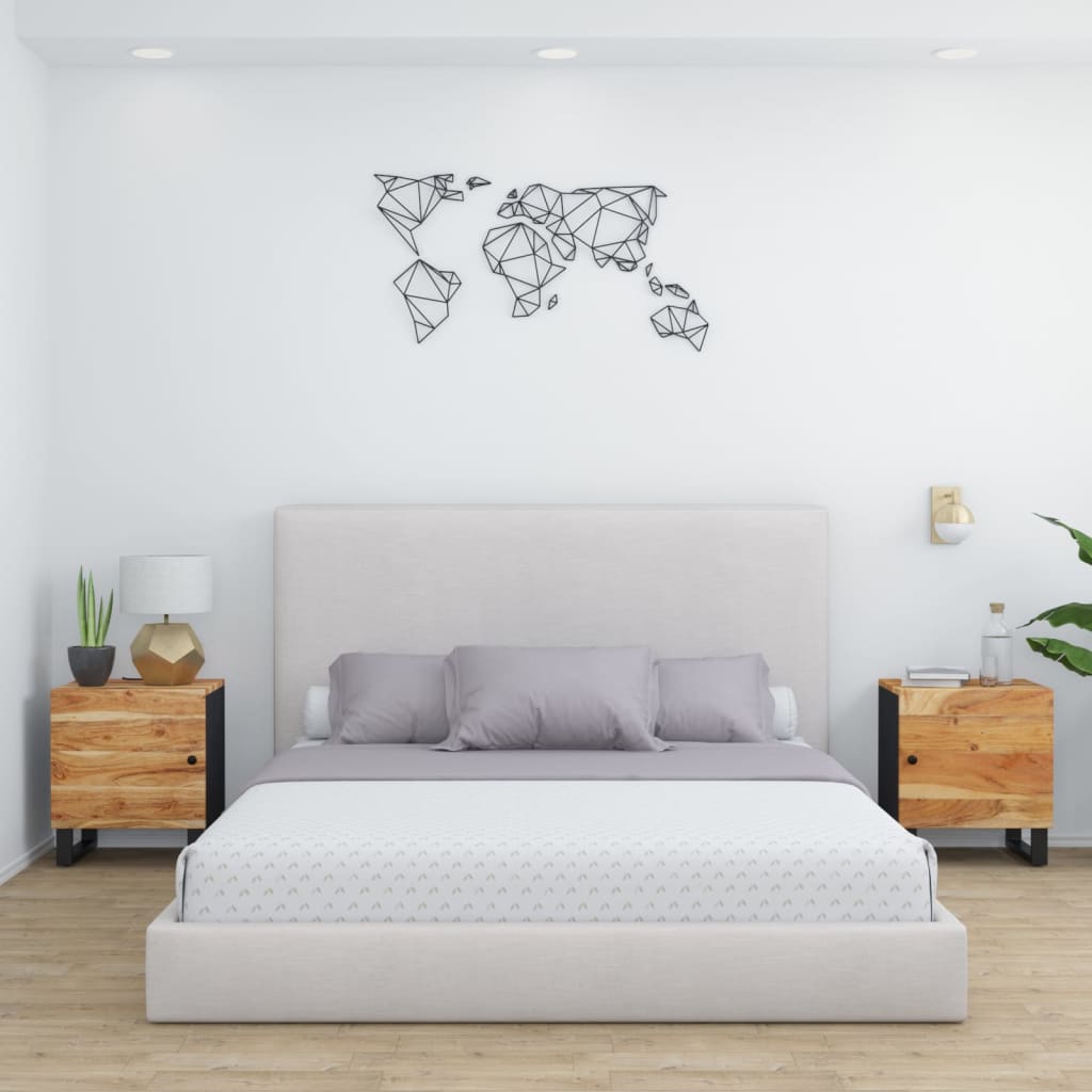 Comodini 2pz 40x33x46 cm in Legno Massello di Acacia - homemem39