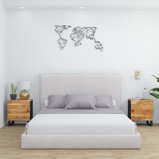 Comodini 2pz 40x33x46 cm in Legno Massello di Acacia - homemem39