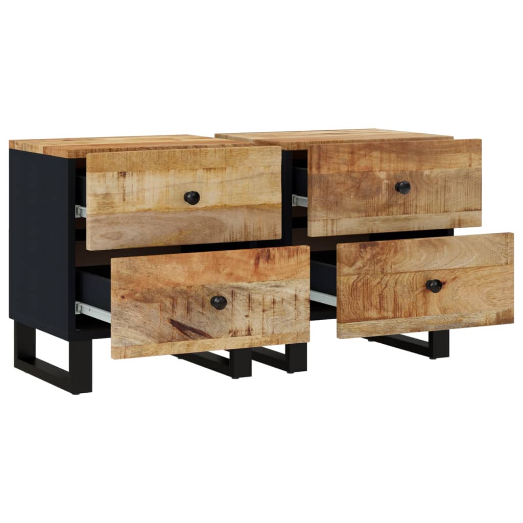Comodini 2pz 40x33x46 cm in Legno Massello di Mango - homemem39