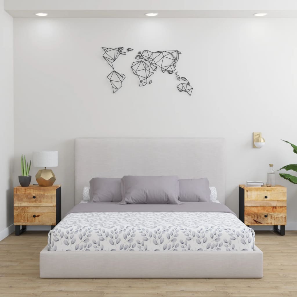 Comodini 2pz 40x33x46 cm in Legno Massello di Mango - homemem39