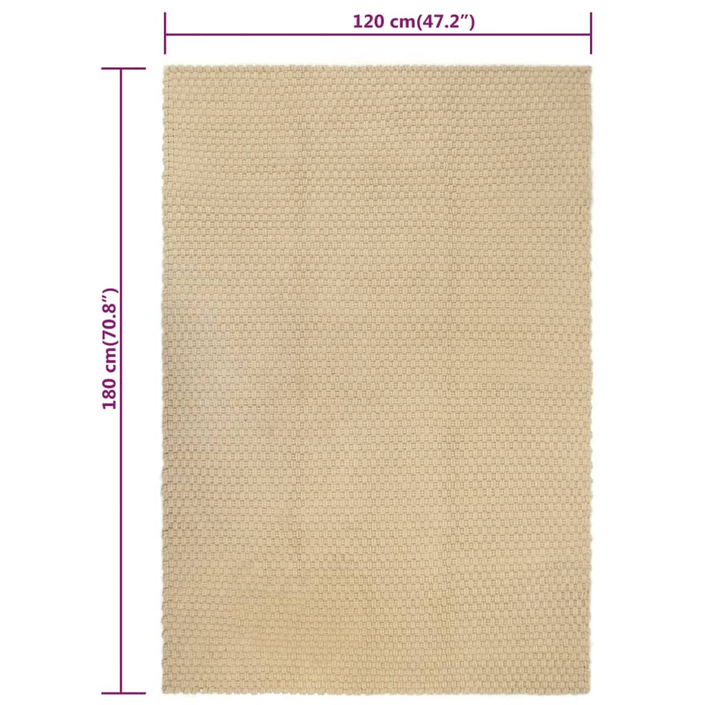 Tappeto Rettangolare Naturale 120x180 cm in Cotone - homemem39