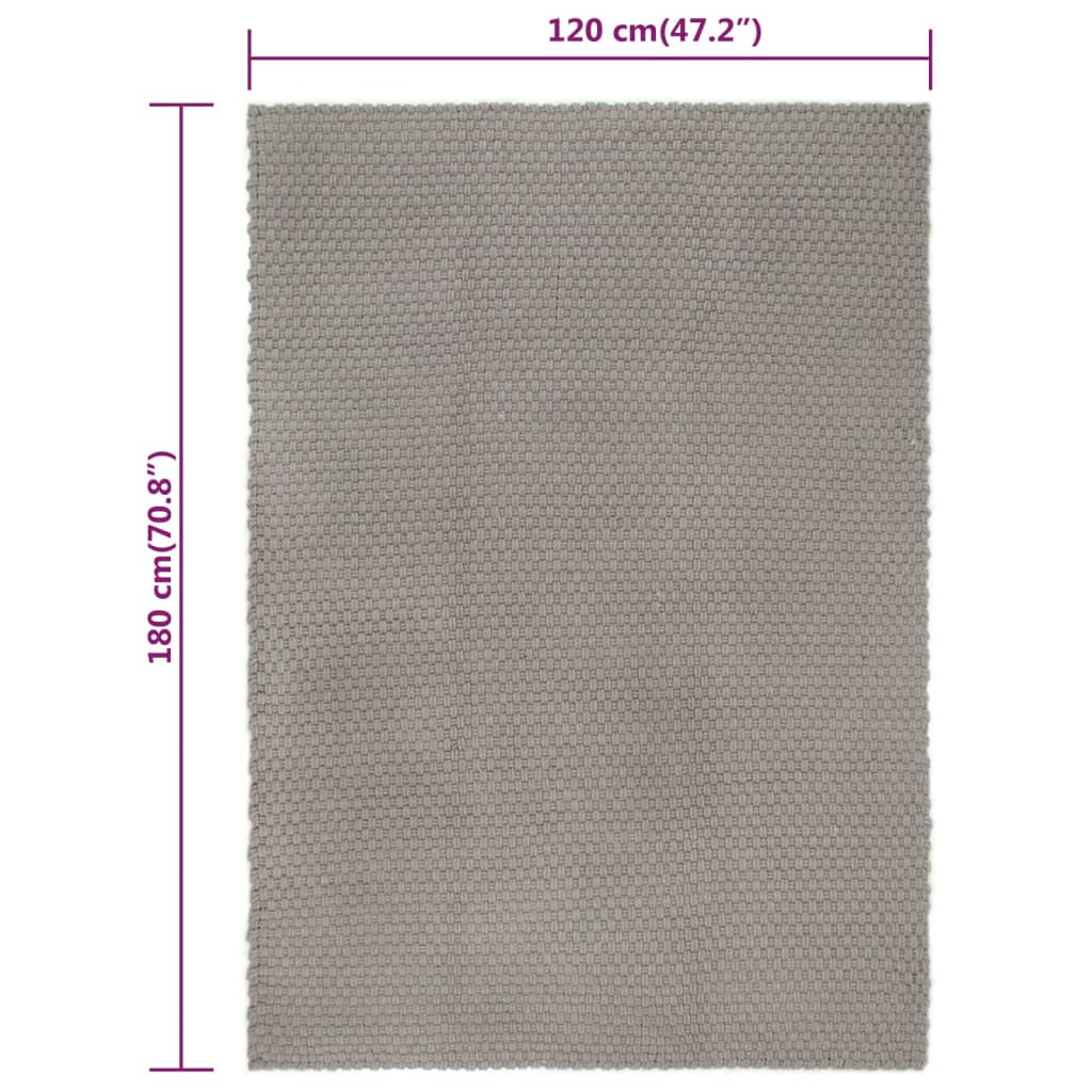 Tappeto Rettangolare Grigio 120x180 cm in Cotone - homemem39