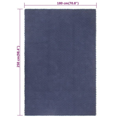 Tappeto Rettangolare Blu Marino 180x250 cm in Cotone - homemem39