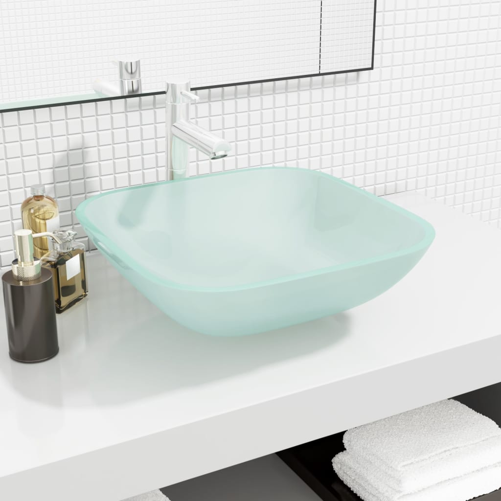 Lavandino in Vetro 42x42x14 cm Smerigliato | homemem39
