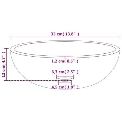 Tempered Glass Sink 35x12 cm White