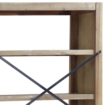 Libreria a 7 Ripiani 80x30x200 cm in Legno Massello di Acacia