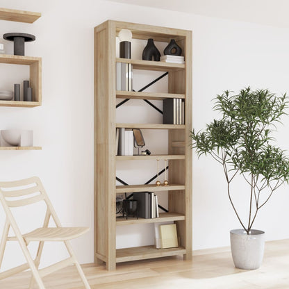 Libreria a 7 Ripiani 80x30x200 cm in Legno Massello di Acacia