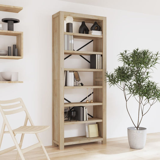Libreria a 7 Ripiani 80x30x200 cm in Legno Massello di Acacia