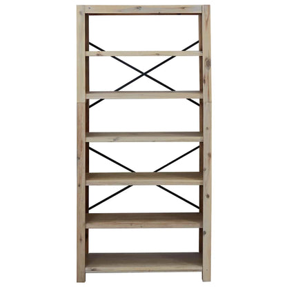 Libreria a 6 Ripiani 80x30x170 cm in Legno Massello di Acacia | homemem39