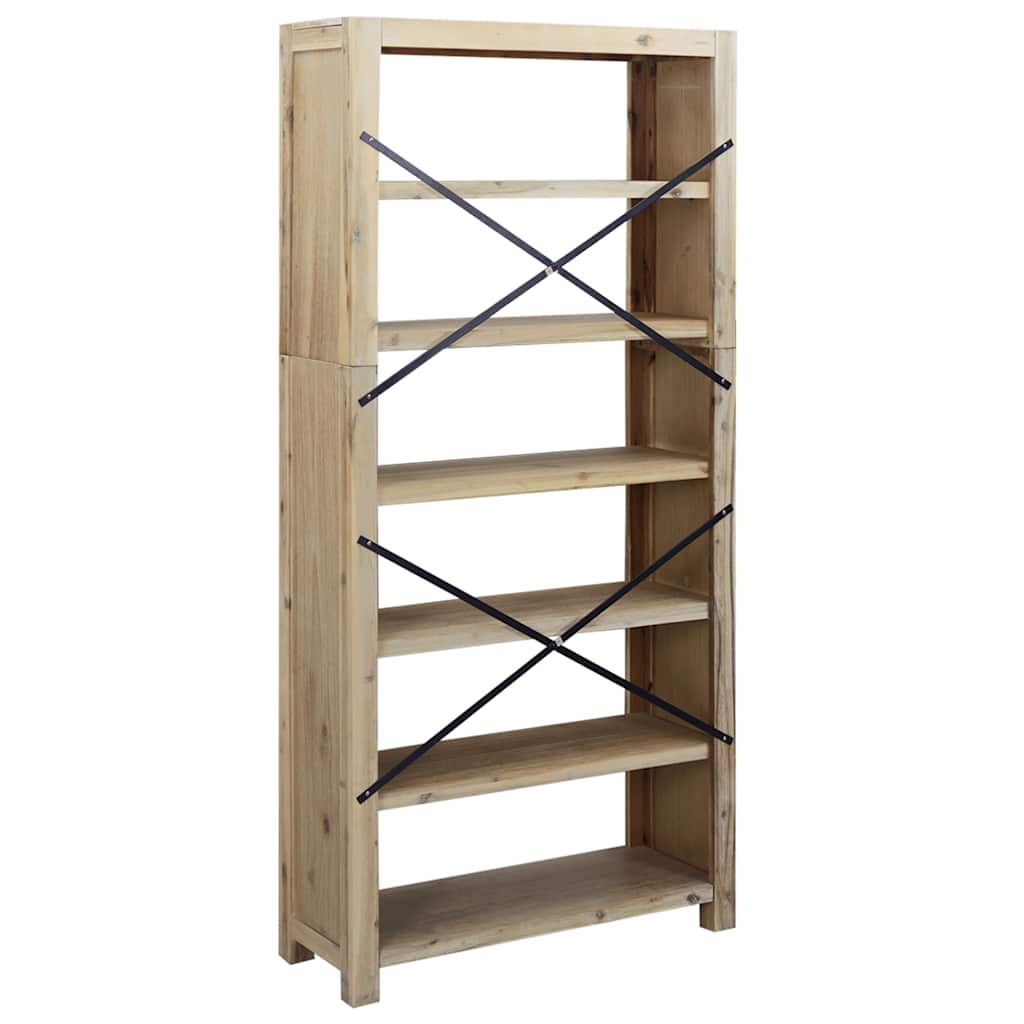 Libreria a 6 Ripiani 80x30x170 cm in Legno Massello di Acacia | homemem39