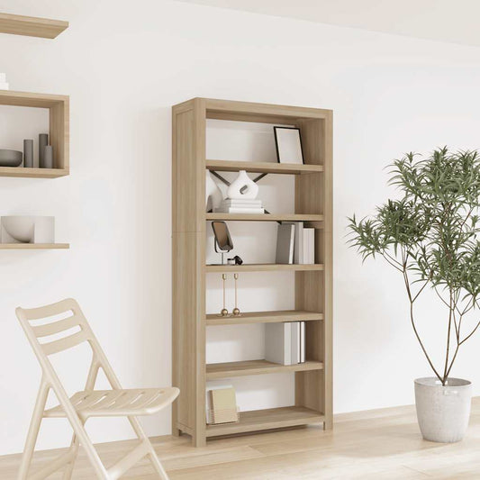 Libreria a 6 Ripiani 80x30x170 cm in Legno Massello di Acacia | homemem39