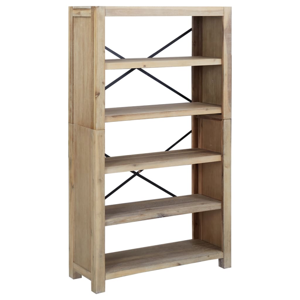 Libreria a 5 Ripiani 80x30x140 cm in Legno Massello di Acacia | homemem39