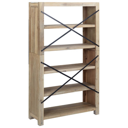 Libreria a 5 Ripiani 80x30x140 cm in Legno Massello di Acacia | homemem39