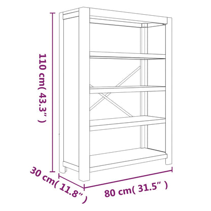 Libreria a 4 Ripiani 80x30x110 cm in Legno Massello di Acacia | homemem39