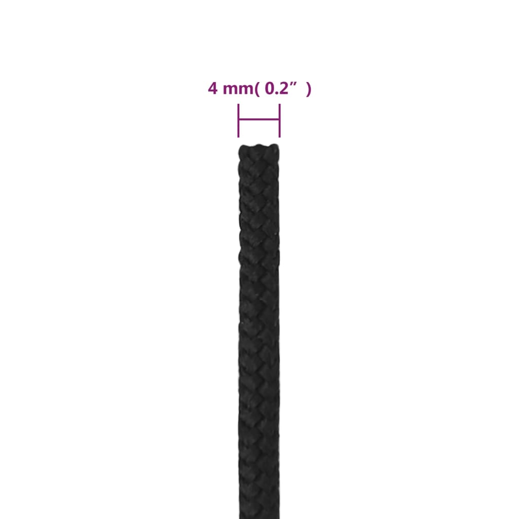 Corda per barca Completamente Nera 4 mm 250 m in Polipropilene | homemem39