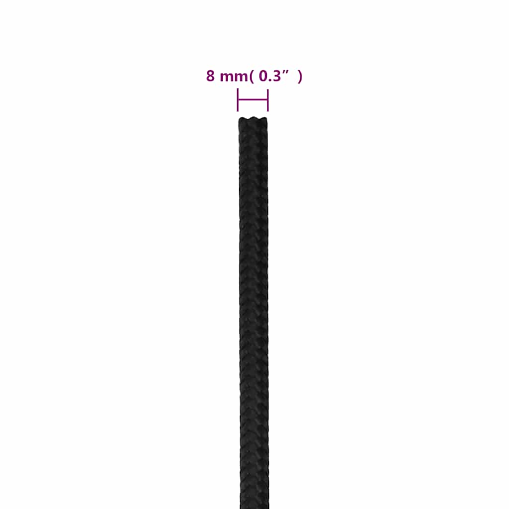 Corda per barca Completamente Nera 8 mm 250 m in Polipropilene | homemem39