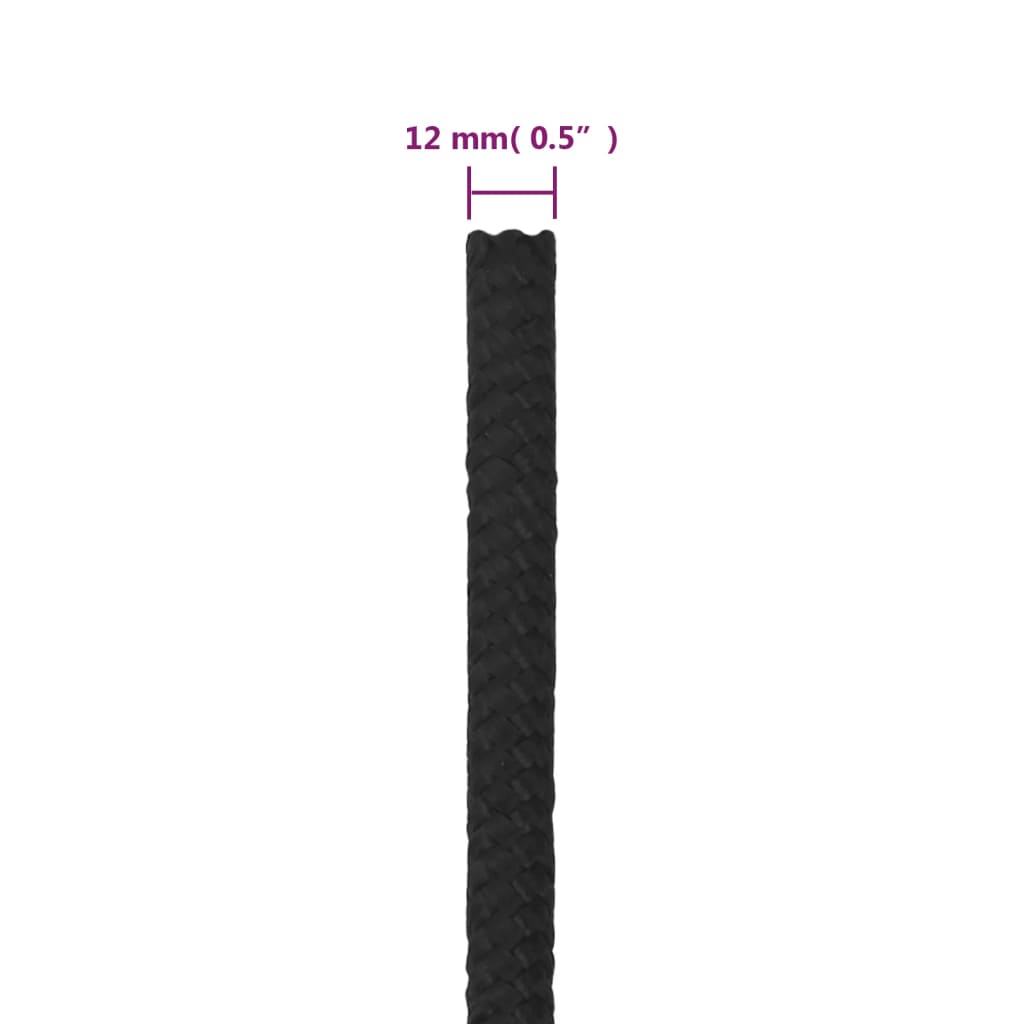 Corda per barca Completamente Nera 12 mm 100 m in Polipropilene | homemem39