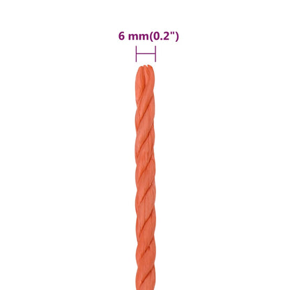 Corda da Lavoro Arancione 6 mm 100 m in Polipropilene - homemem39