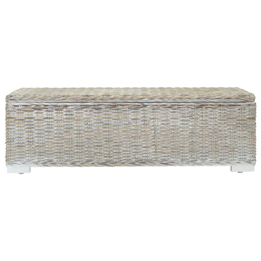 Portaoggetti Bianco 110cm Rattan Kubu Naturale e Massello Mogano