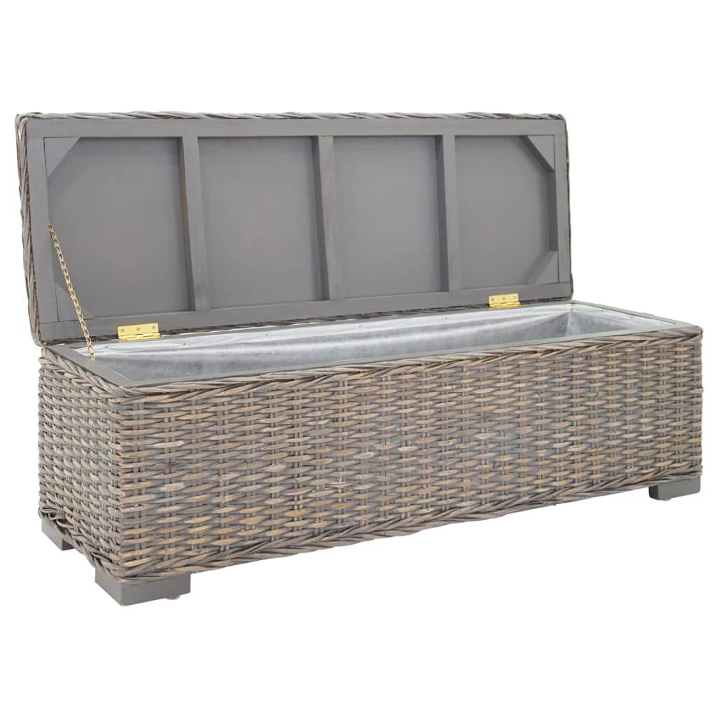 Portaoggetti Grigio 110cm Rattan Kubu Naturale e Massello Mogano | homemem39