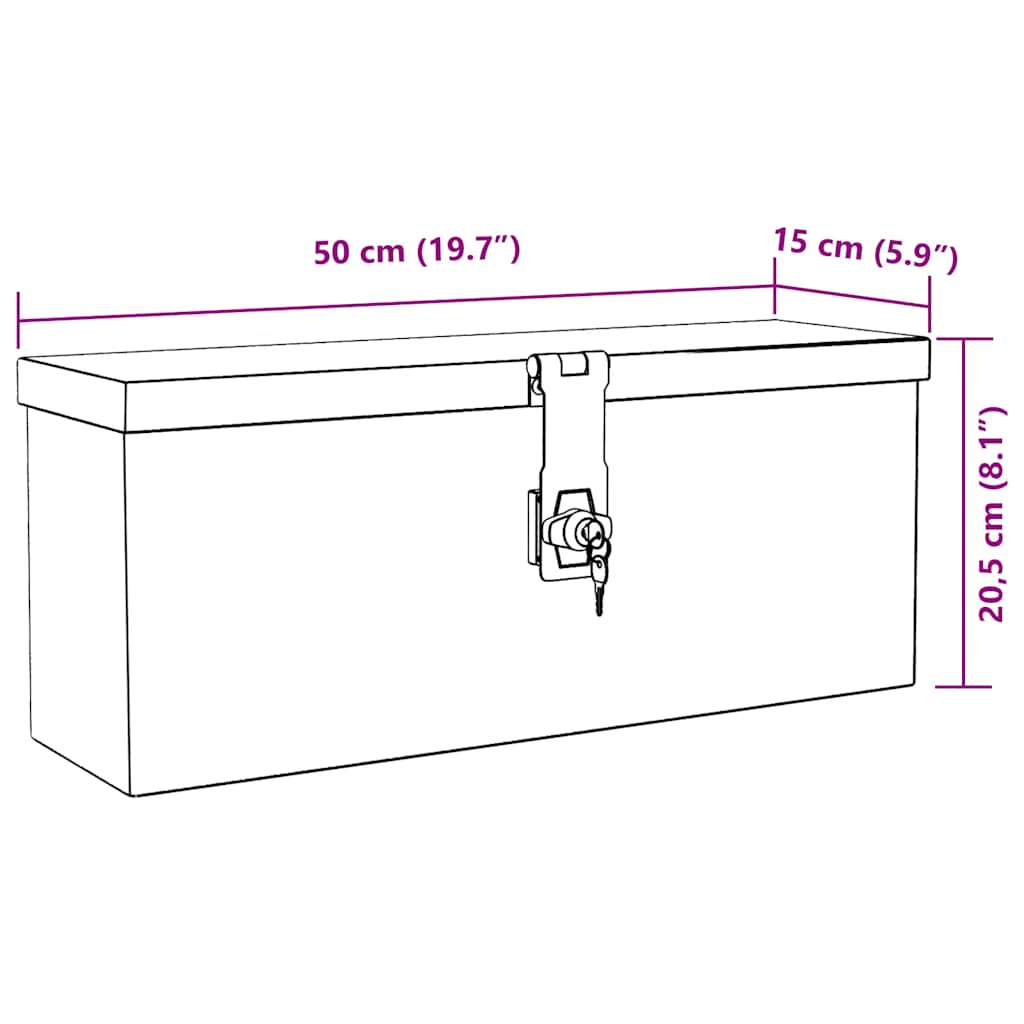 Contenitore Portaoggetti Nero 50x15x20,5 cm in Alluminio | homemem39