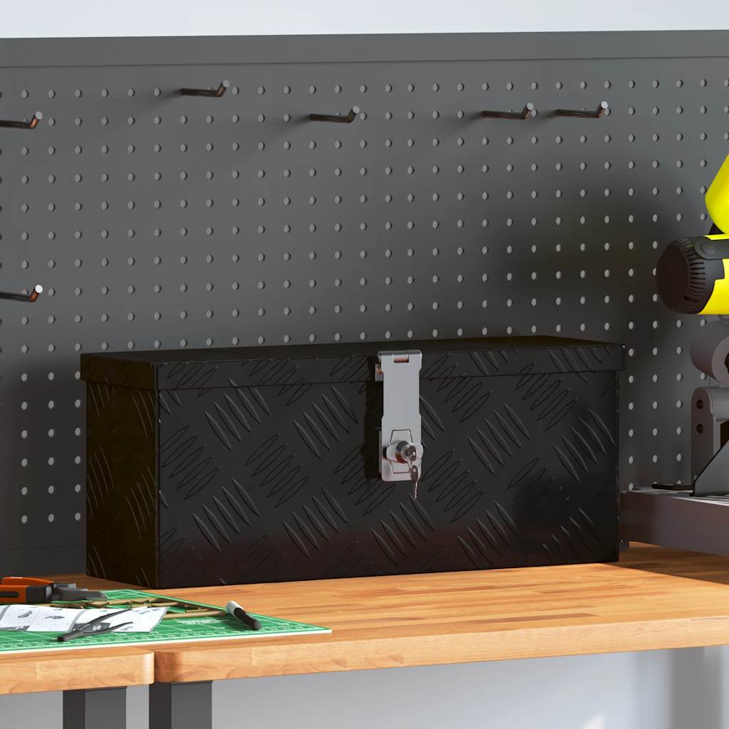 Contenitore Portaoggetti Nero 50x15x20,5 cm in Alluminio | homemem39