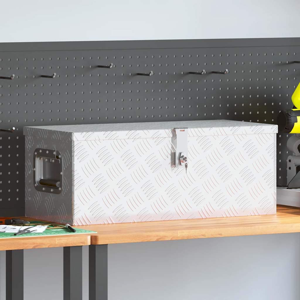 Contenitore Portaoggetti Argento 70x31x27 cm in Alluminio