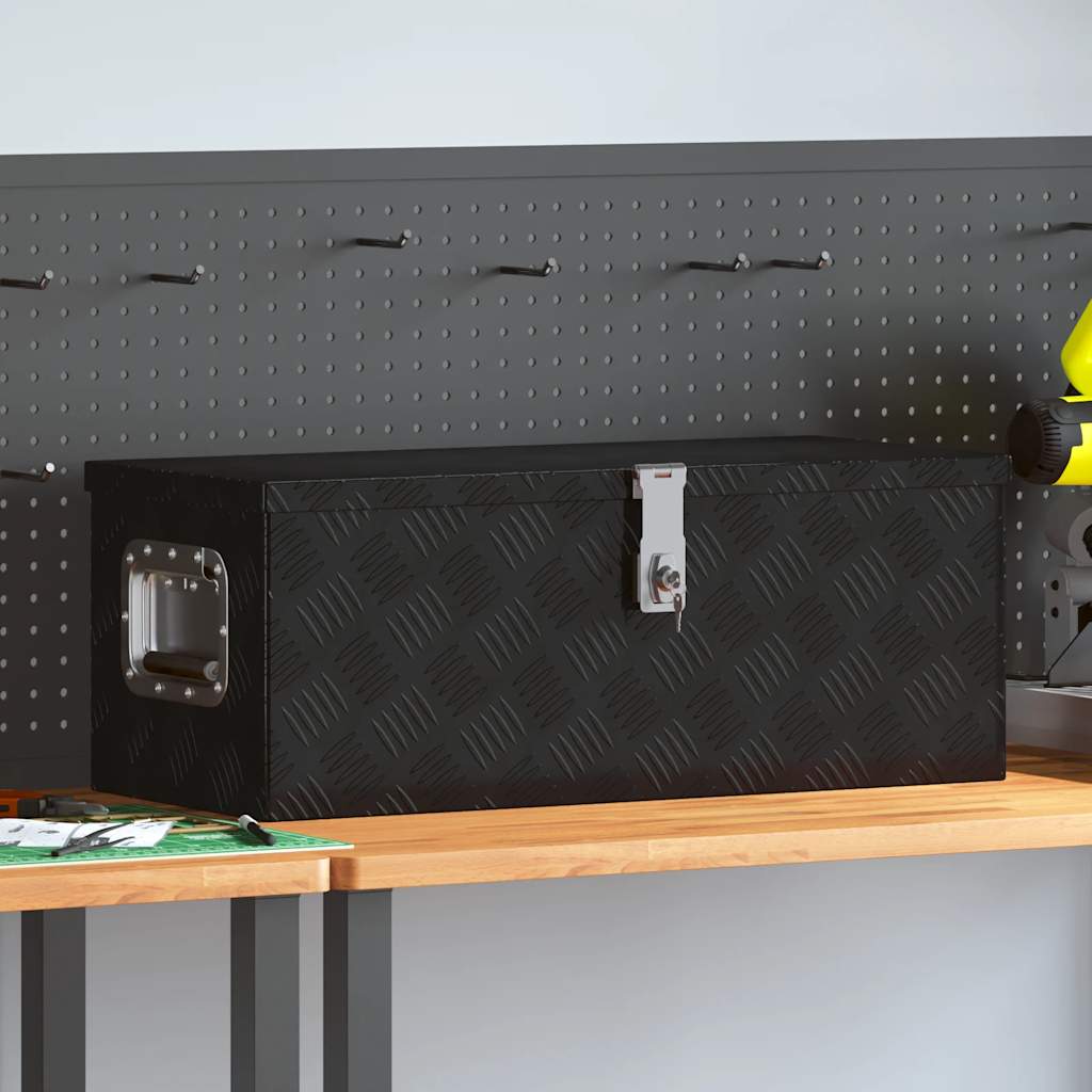Contenitore Portaoggetti Nero 70x31x27 cm in Alluminio | homemem39