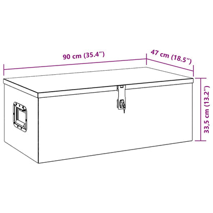 Contenitore Portaoggetti Argento 90x47x33,5 cm in Alluminio