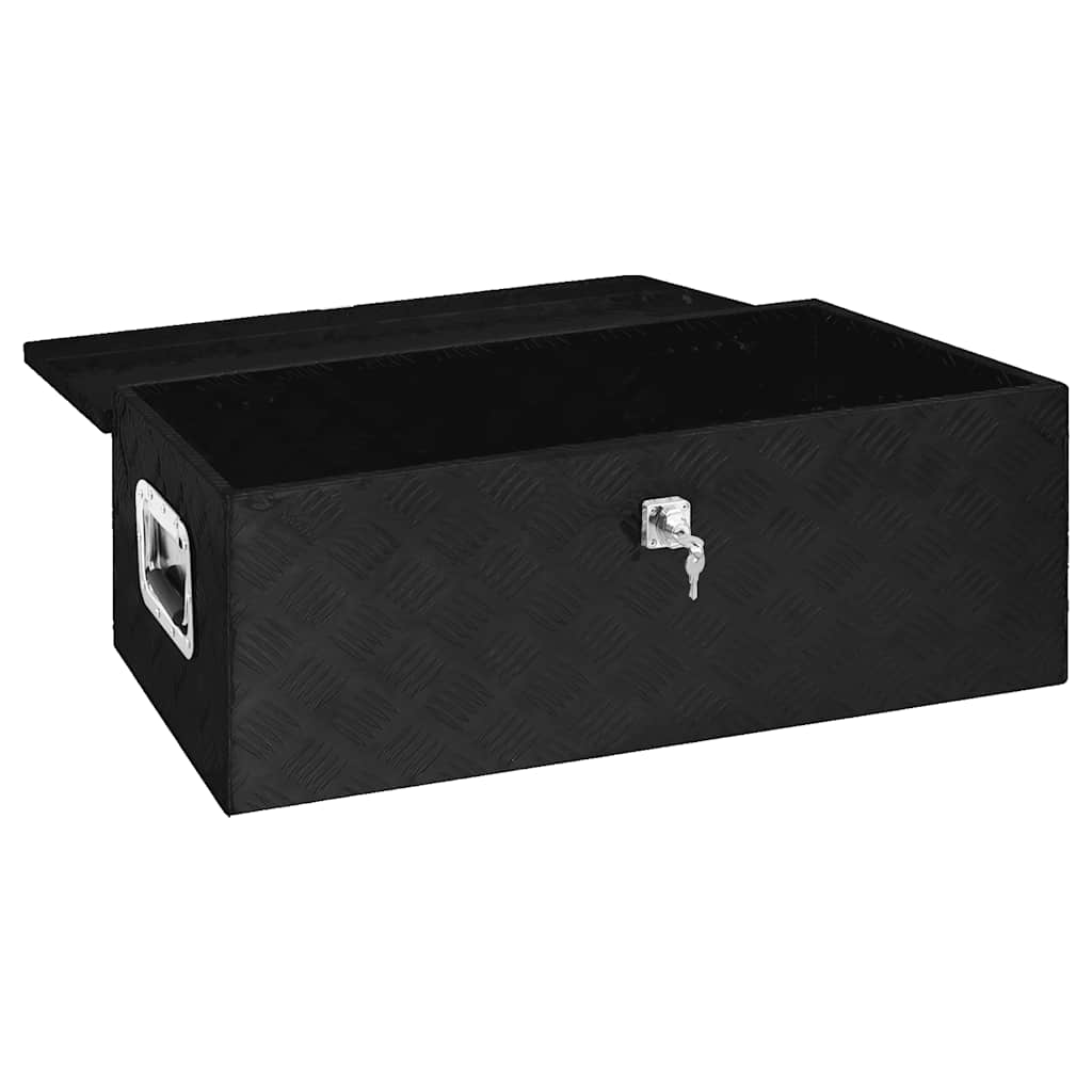 Contenitore Portaoggetti Nero 90x47x33,5 cm in Alluminio