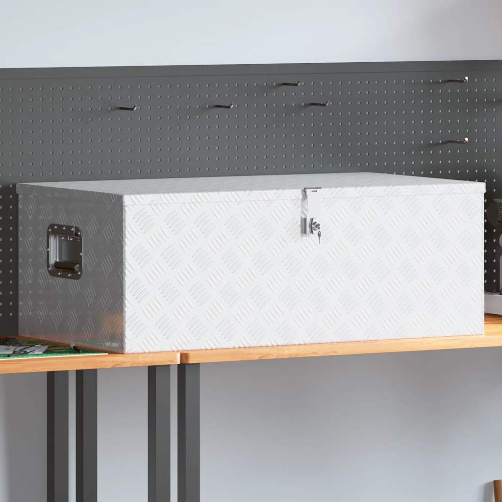 Contenitore Portaoggetti Argento 100x55x37 cm in Alluminio