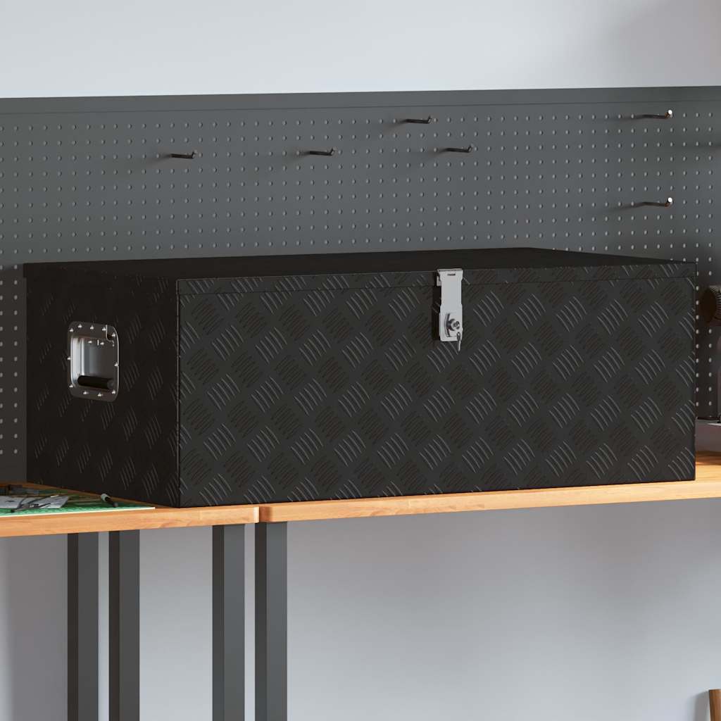 Contenitore Portaoggetti Nero 100x55x37 cm in Alluminio