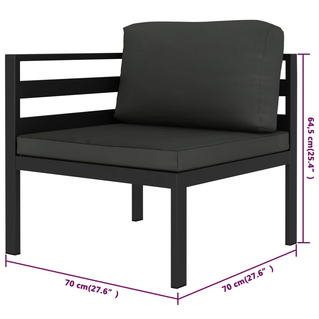 Set Divani da Giardino 4 pz con Cuscini in Alluminio Antracite | homemem39
