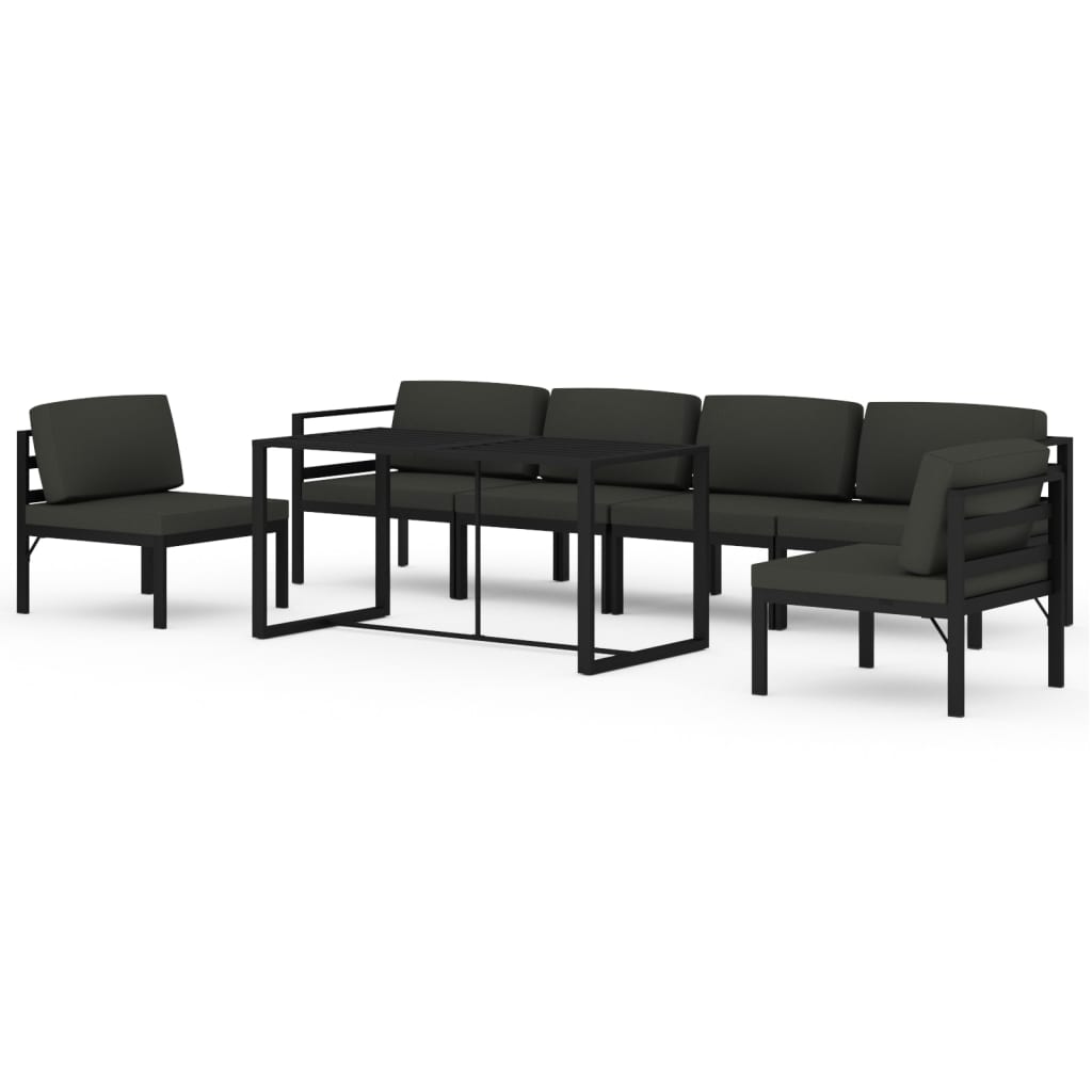 Set Divani da Giardino 7 pz con Cuscini in Alluminio Antracite | homemem39